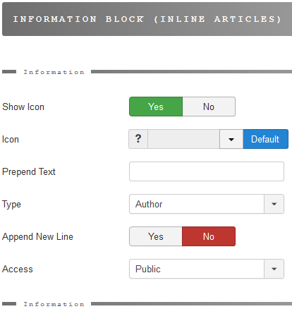 The information bloc for inline items