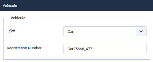 Fields when selecting a car