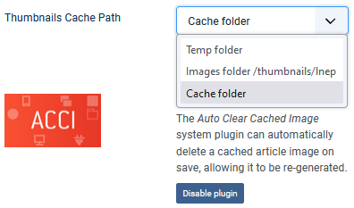 Picture cache settings